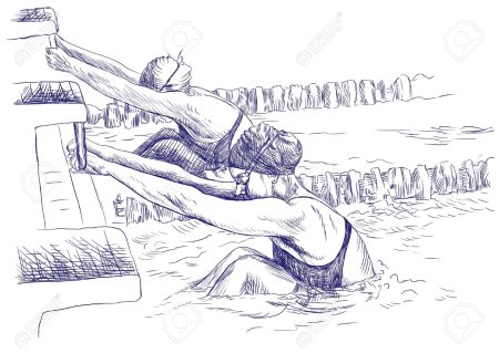 Плавание рисунок карандашом