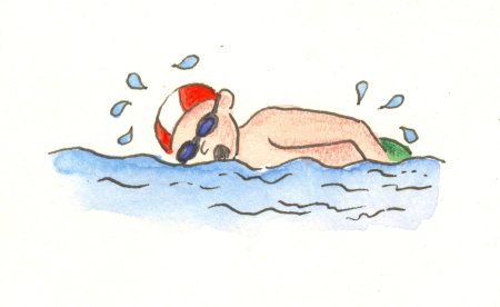 Нарисовать плывущего мальчика