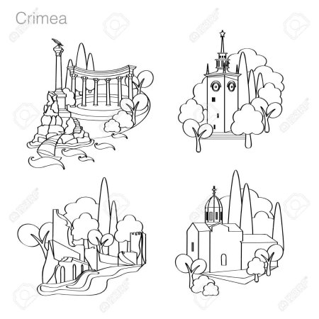 Силуэты достопримечательностей Крыма