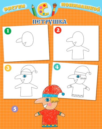 Петрушка рисунок для детей пошагово