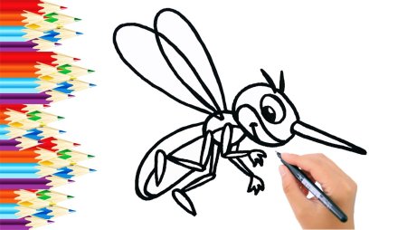 Комар поэтапное рисование