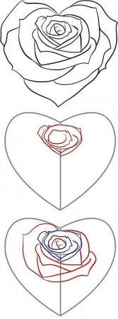 Нарисовать сердце с розами