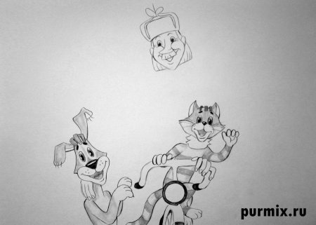 Шарик из Простоквашино карандашом