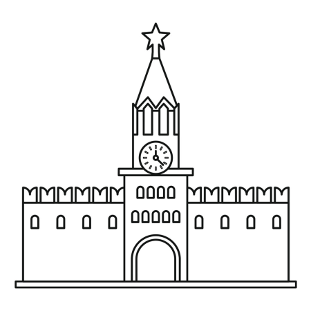 Спасская башня Кремля рисование