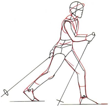Схема рисования лыжника в старшей группе