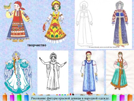 Рисование русского народного костюма