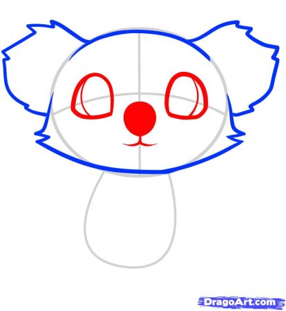 Поэтапный рисунок коалы