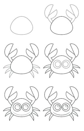 Поэтапное рисование краба