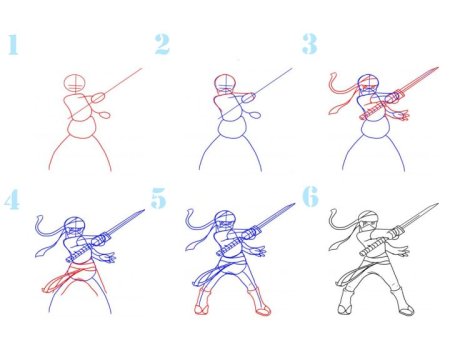 Ниндзя рисунок поэтапно