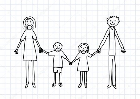 Рисунок семьи из 4 человек
