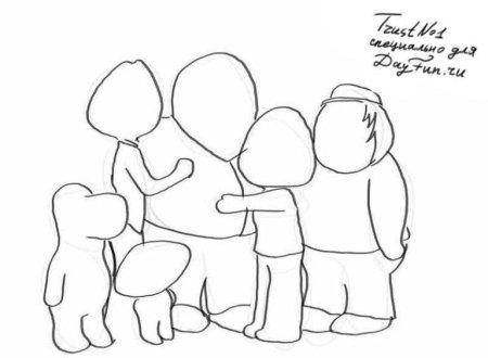 Рисунок семья простой легкий