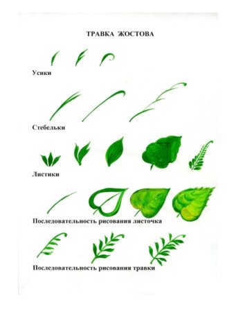 Основные элементы Жостовской росписи с названиями