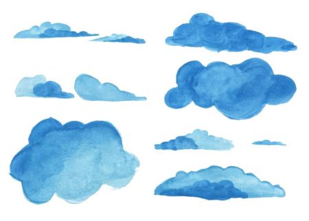 Ребенок на облачке акварель