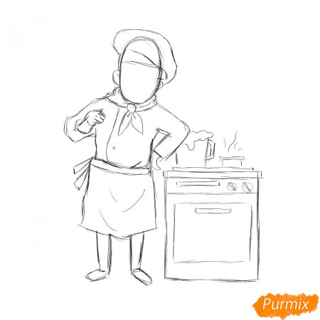 Повариха рисунок поэтапно