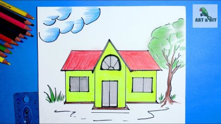 Поэтапное рисование дома для детей