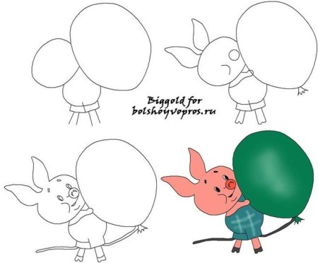 Нарисовать пяточка из Винни пуха поэтапно