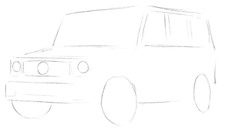 Поэтапный рисунок автомобиля