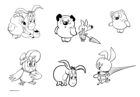 Раскраски мультики несколько на одном листе