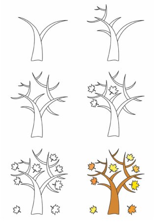 Поэтапное рисование дерева в старшей группе