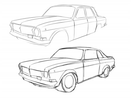 ГАЗ 24 сбоку эскиз