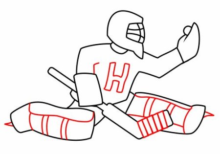 Рисунок хоккеиста фломастером