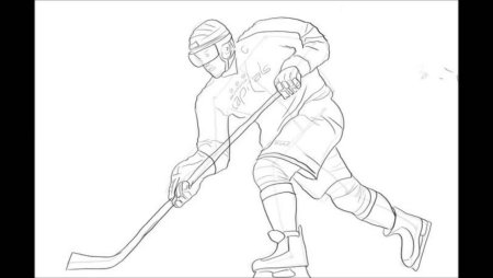 Поэтапное рисование хоккеиста