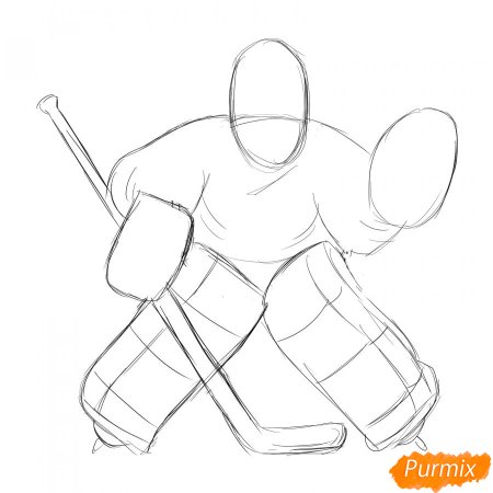 Пошаговое рисование хоккеиста