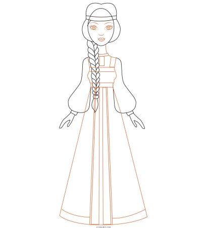 Девушка в русском народном костюме рисунок