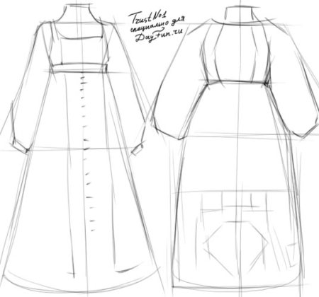 Эскиз народного праздничного костюма