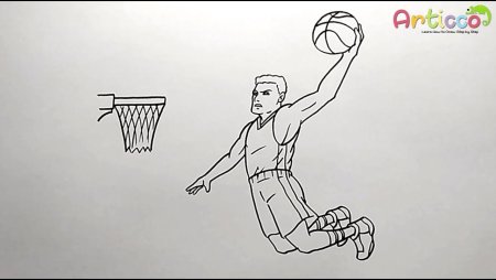 Поэтапный рисунок баскетболиста