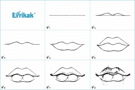 Поэтапное рисование губ