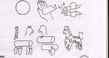 Схема лепки дымковского коня