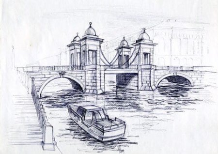 Мост рисунок карандашом легкий