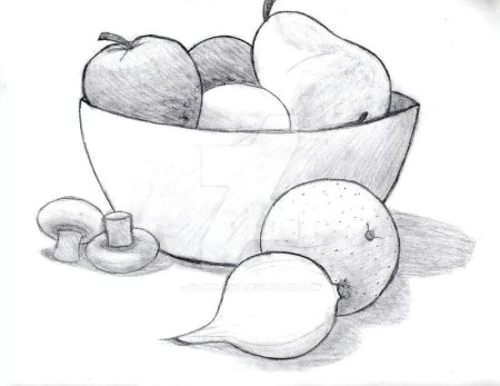 Рисование овощей и фруктов