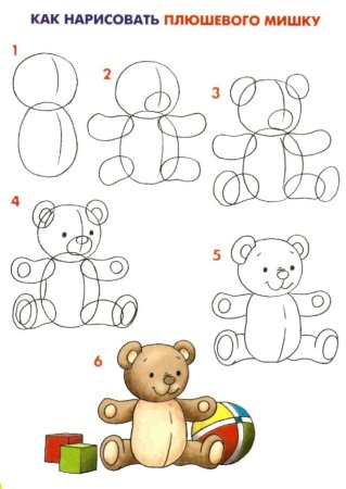 Медведь рисунок карандашом для детей легкий