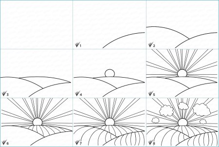 Поэтапное рисование летнего пейзажа