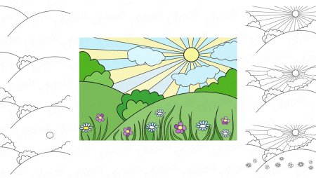 Поэтапное рисование пейзажа для детей