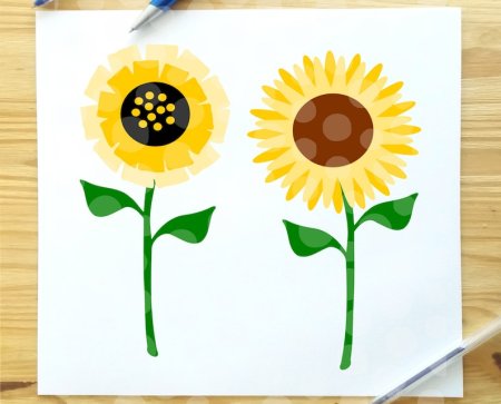 Подсолнух карандашом для детей