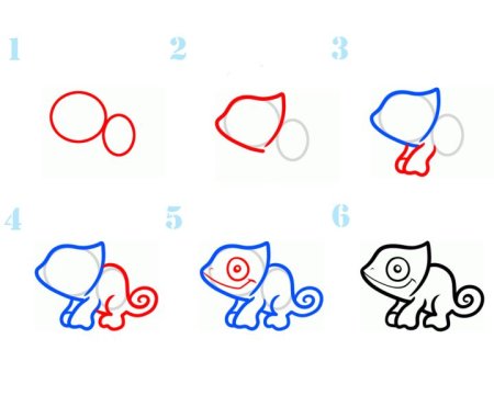 Схема рисования хамелеона