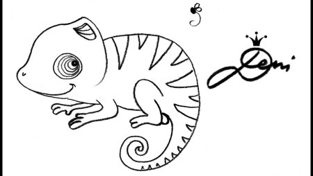 Хамелеон рисунок легкий