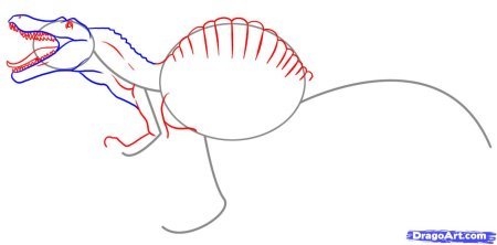 Нарисовать динозавра Spinosaurus для детей