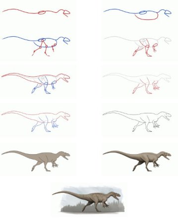 Уроки рисования динозавров