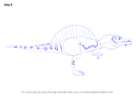Спинозавр рисунок карандашом поэтапно
