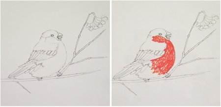 Снегирь рисунок поэтапно