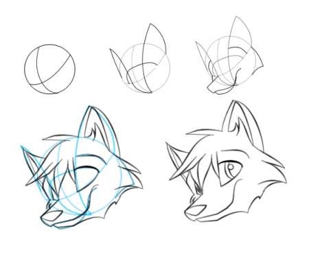 Рисование морды фурри