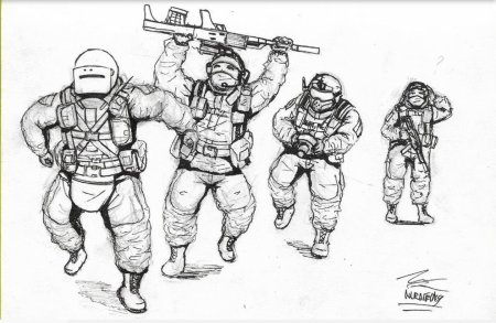 Эскиз современного солдата