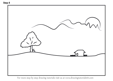 Закат рисунок карандашом лёгкий