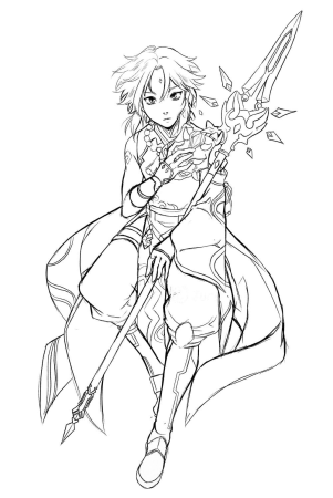 Сяо Геншин раскраска