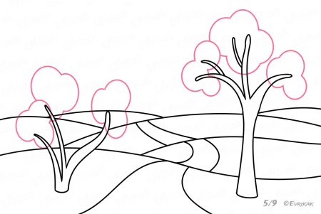 Последовательность рисования пейзажа для детей