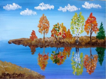 Осень цветными карандашами для детей